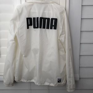 White oversized PUMA windbreaker/rain jacket